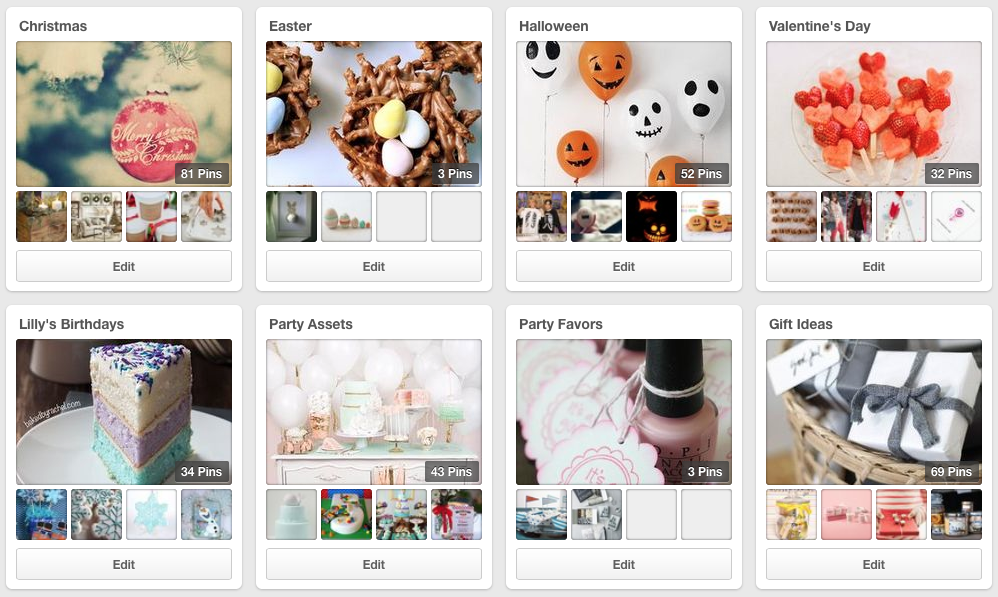 Pinterest Organized by Board Category