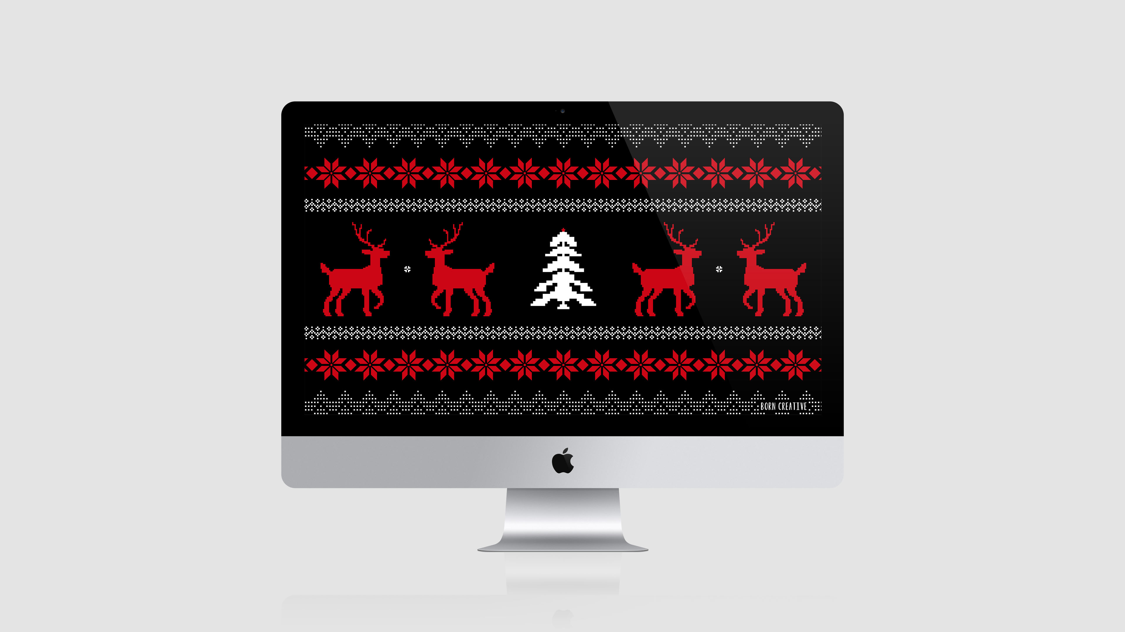 Festive Freebie - Instant free desktop wallpaper download - ugly sweater christmas patter in black red & white