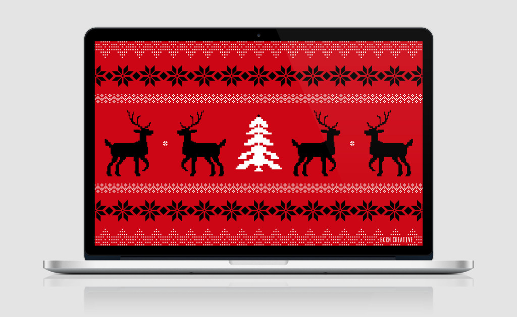 Festive Freebie - Instant free desktop wallpaper download - ugly sweater christmas patter in black red & white