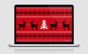 Festive Freebie - Instant free desktop wallpaper download - ugly sweater christmas patter in black red & white