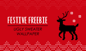 Festive Freebie - Instant free desktop wallpaper download - ugly sweater christmas patter in black red & white