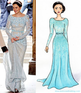 How To Progress Your Illustration Style - Blair Waldorf wedding gown illustration using copic markers - stage 3